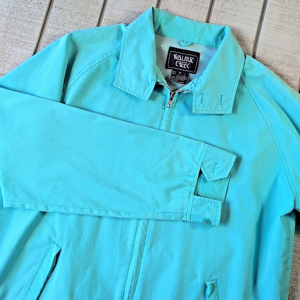Walnut Creek Jacket Mens Medium Light Blue Canvas Lined Windbreaker Lightweight